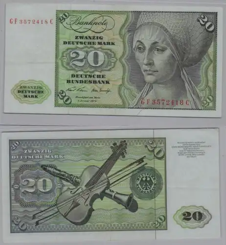 T145372 Banknote 20 DM Deutsche Mark Ro. 271b Schein 2.Jan. 1970 KN GF 3572418 C