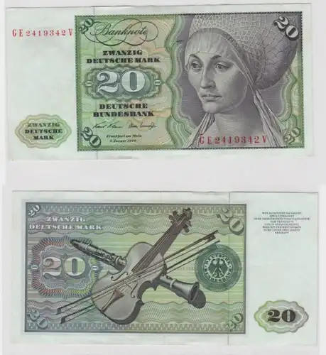 T145370 Banknote 20 DM Deutsche Mark Ro. 271b Schein 2.Jan. 1970 KN GE 2419342 V