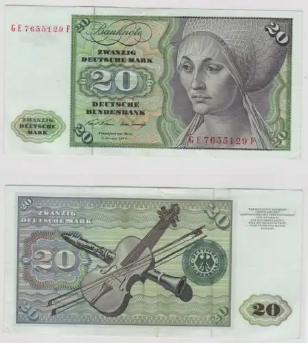 T145368 Banknote 20 DM Deutsche Mark Ro. 271b Schein 2.Jan. 1970 KN GE 7655129 F
