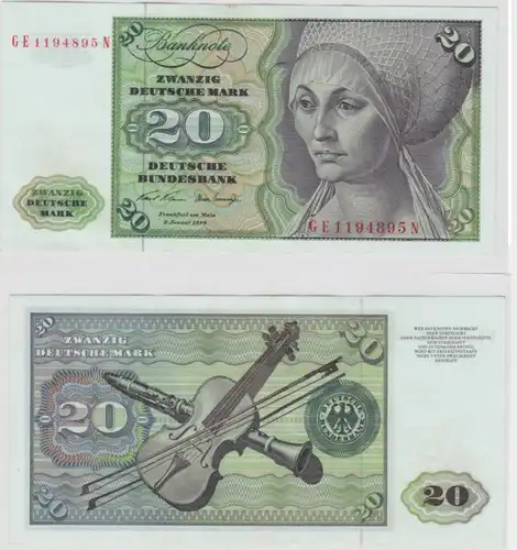 T145363 Banknote 20 DM Deutsche Mark Ro. 271b Schein 2.Jan. 1970 KN GE 1194895 N
