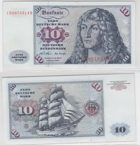T145354 Banknote 10 DM Deutsche Mark Ro. 270a Schein 2.Jan. 1970 KN CB 0973514 H