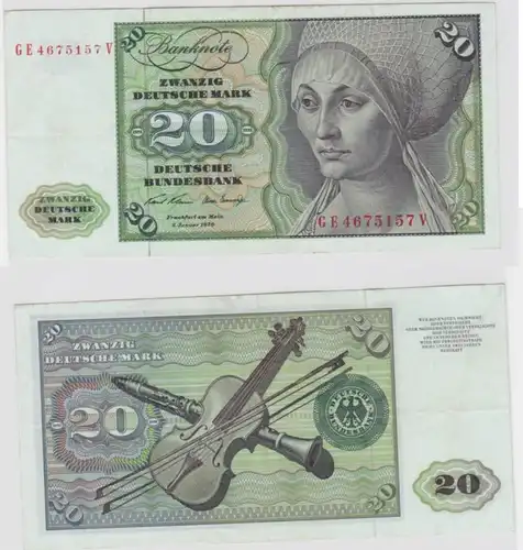 T145331 Banknote 20 DM Deutsche Mark Ro. 271b Schein 2.Jan. 1970 KN GE 4675157 V