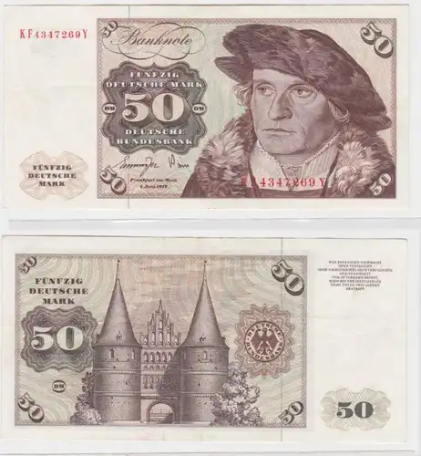 T145313 Banknote 50 DM Deutsche Mark Ro. 277a Schein 1.Juni 1977 KN KF 4347269 Y