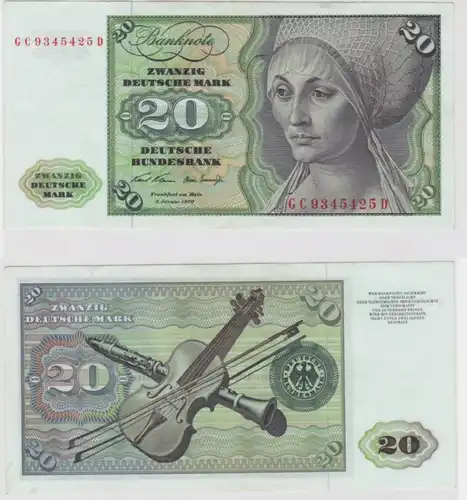 T145289 Banknote 20 DM Deutsche Mark Ro. 271a Schein 2.Jan. 1970 KN GC 9345425 D