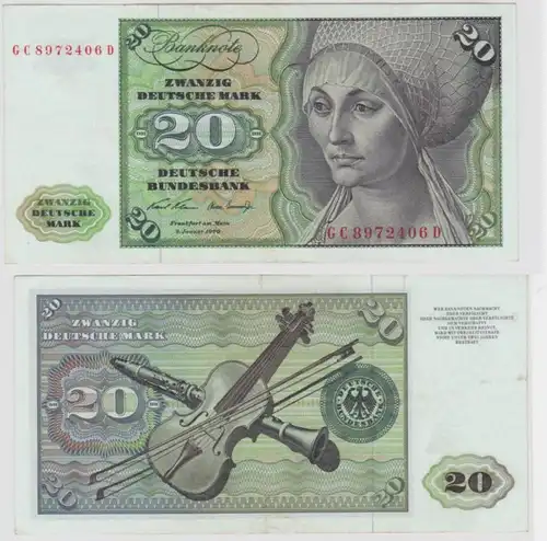 T145240 Banknote 20 DM Deutsche Mark Ro. 271a Schein 2.Jan. 1970 KN GC 8972406 D