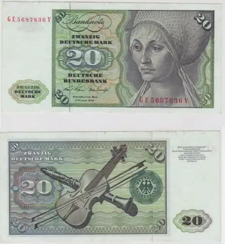T145239 Banknote 20 DM Deutsche Mark Ro. 271b Schein 2.Jan. 1970 KN GE 5687836 V