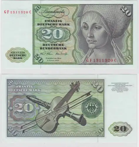 T145236 Banknote 20 DM Deutsche Mark Ro. 271b Schein 2.Jan. 1970 KN GF 1311320 C