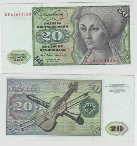 T145234 Banknote 20 DM Deutsche Mark Ro. 271b Schein 2.Jan. 1970 KN GE 6468402 H
