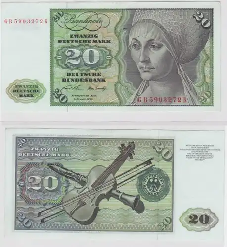 T145233 Banknote 20 DM Deutsche Mark Ro. 271a Schein 2.Jan. 1970 KN GB 5903272 K
