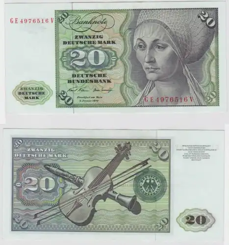 T145232 Banknote 20 DM Deutsche Mark Ro. 271b Schein 2.Jan. 1970 KN GE 4976516 V