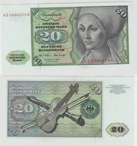 T145225 Banknote 20 DM Deutsche Mark Ro. 271b Schein 2.Jan. 1970 KN GE 3396278 G