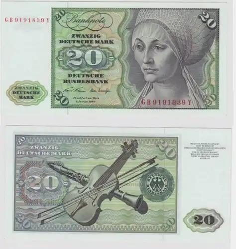 T145222 Banknote 20 DM Deutsche Mark Ro. 271a Schein 2.Jan. 1970 KN GB 9191839 Y