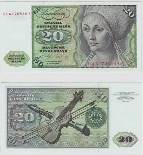 T145220 Banknote 20 DM Deutsche Mark Ro. 271a Schein 2.Jan. 1970 KN GA 6479846 Z