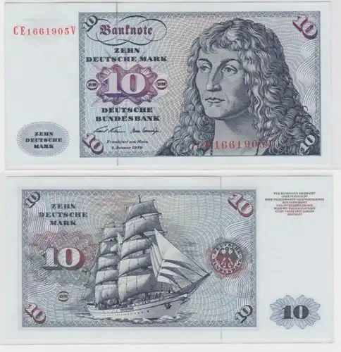 T144997 Banknote 10 DM Deutsche Mark Ro. 270b Schein 2.Jan. 1970 KN CE 1661905 V