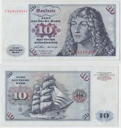 T144932 Banknote 10 DM Deutsche Mark Ro. 270a Schein 2.Jan. 1970 KN CB 4316451 J