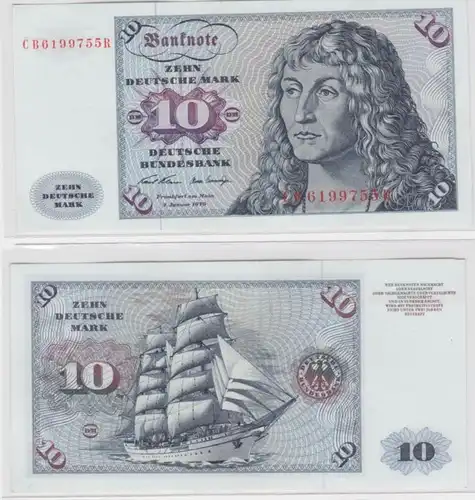 T144803 Banknote 10 DM Deutsche Mark Ro. 270a Schein 2.Jan. 1970 KN CB 6199755 R