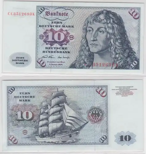 T144740 Banknote 10 DM Deutsche Mark Ro. 270a Schein 2.Jan. 1970 KN CC 3512693 K