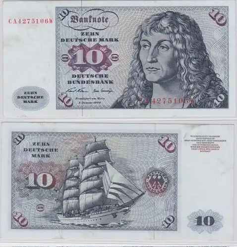 T144677 Banknote 10 DM Deutsche Mark Ro. 270a Schein 2.Jan. 1970 KN CA 4275106 W