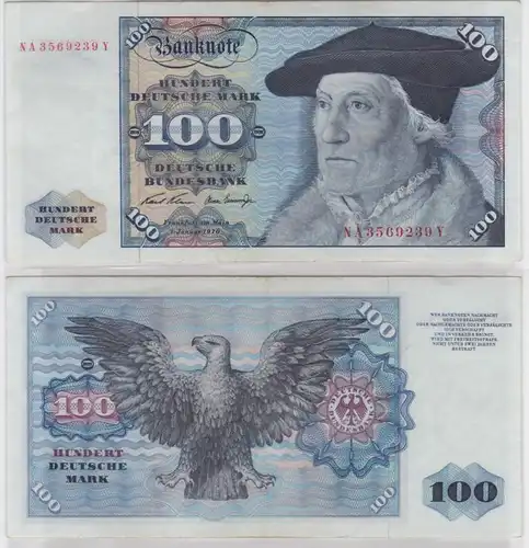 T144612 Banknote 100 DM Deutsche Mark Ro 273a Schein 2.Jan. 1970 KN NA 3569239 Y