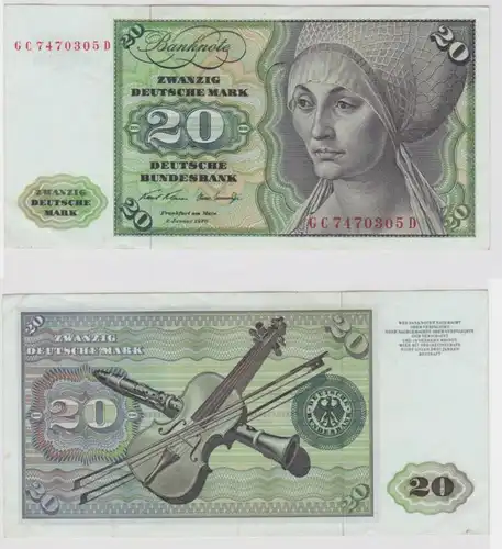 T144585 Banknote 20 DM Deutsche Mark Ro. 271a Schein 2.Jan. 1970 KN GC 7470305 D