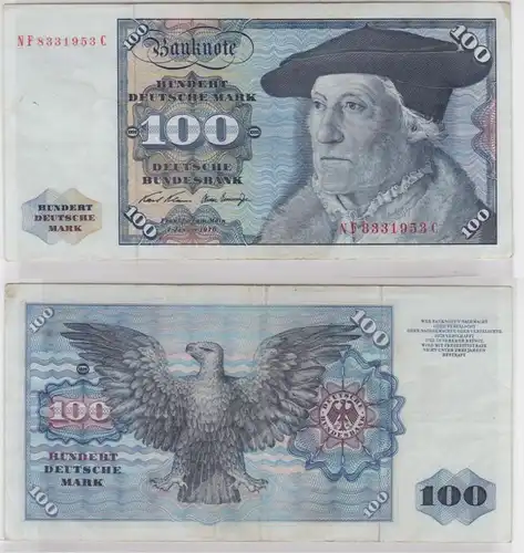 T144485 Banknote 100 DM Deutsche Mark Ro. 273b Schein 2.Jan 1970 KN NF 8331953 C