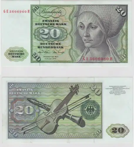 T144484 Banknote 20 DM Deutsche Mark Ro. 271b Schein 2.Jan. 1970 KN GE 3606960 H