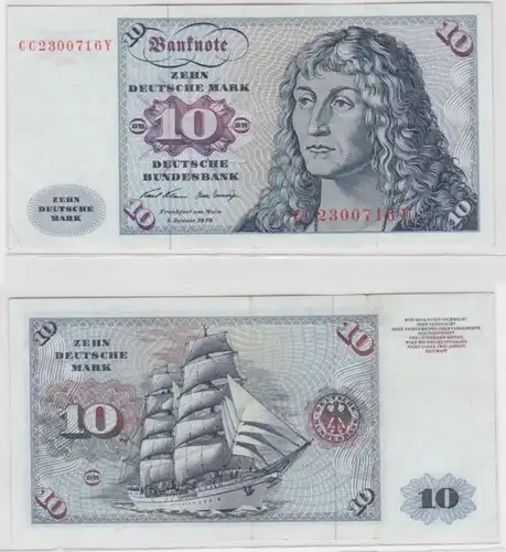 T144458 Banknote 10 DM Deutsche Mark Ro. 270a Schein 2.Jan. 1970 KN CC 2300716 Y