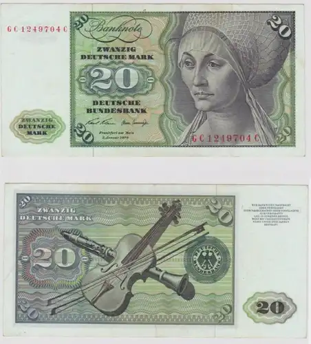 T144441 Banknote 20 DM Deutsche Mark Ro. 271a Schein 2.Jan. 1970 KN GC 1249704 C