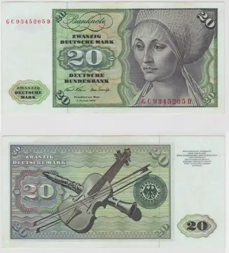 T144432 Banknote 20 DM Deutsche Mark Ro. 271a Schein 2.Jan. 1970 KN GC 9345265 D