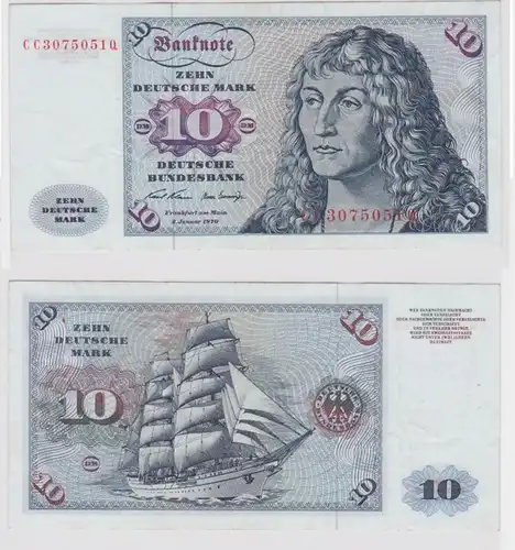 T144277 Banknote 10 DM Deutsche Mark Ro. 270a Schein 2.Jan. 1970 KN CC 3075051 Q