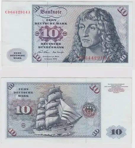 T144226 Banknote 10 DM Deutsche Mark Ro. 270a Schein 2.Jan. 1970 KN CD 6442914 A