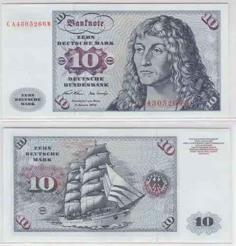 T143794 Banknote 10 DM Deutsche Mark Ro. 270a Schein 2.Jan. 1970 KN CA 4305266 W