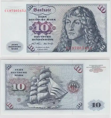 T143658 Banknote 10 DM Deutsche Mark Ro. 270a Schein 2.Jan. 1970 KN CC 9720545 J