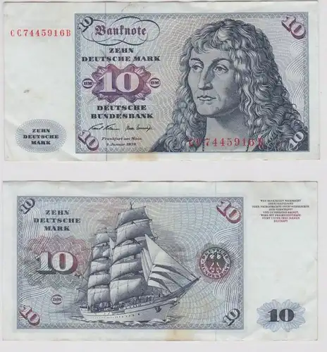 T143443 Banknote 10 DM Deutsche Mark Ro. 270a Schein 2.Jan. 1970 KN CC 7445916 B