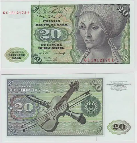 T143385 Banknote 20 DM Deutsche Mark Ro. 271a Schein 2.Jan. 1970 KN GC 1312173 E