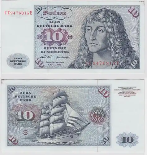 T143351 Billet 10 DM Mark allemand Ro. 270b Blau 2.jan. 1970 NC CE 9476815 E