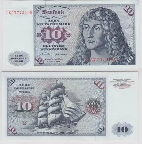 T143322 Banknote 10 DM Deutsche Mark Ro. 270a Schein 2.Jan. 1970 KN CB 5777519 K
