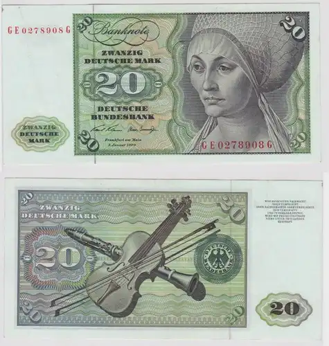 T143224 Banknote 20 DM Deutsche Mark Ro. 271b Schein 2.Jan. 1970 KN GE 0278908 G