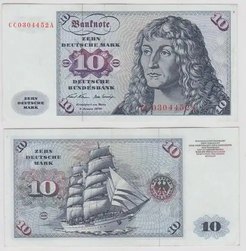T143042 Banknote 10 DM Deutsche Mark Ro. 270a Schein 2.Jan. 1970 KN CC 0304452 A