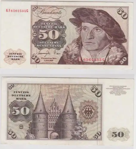 T143029 Banknote 50 DM Deutsche Mark Ro. 277a Schein 1.Juni 1977 KN KF 6562535 G