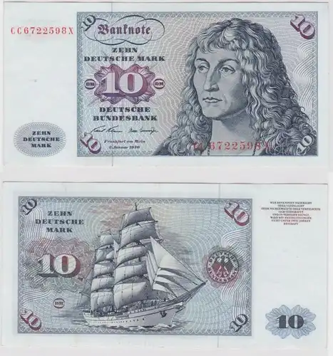 T143025 Banknote 10 DM Deutsche Mark Ro. 270a Schein 2.Jan. 1970 KN CC 6722598 X