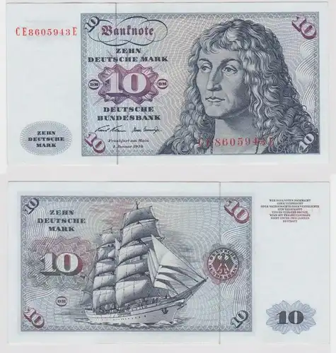 T142957 Banknote 10 DM Deutsche Mark Ro. 270b Schein 2.Jan. 1970 KN CE 8605943 E