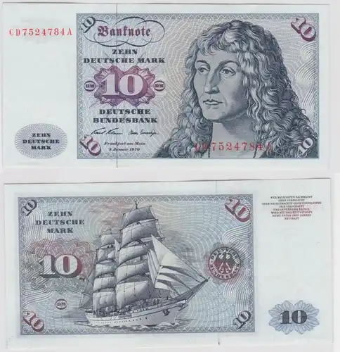 T142710 Banknote 10 DM Deutsche Mark Ro. 270a Schein 2.Jan. 1970 KN CD 7524784 A