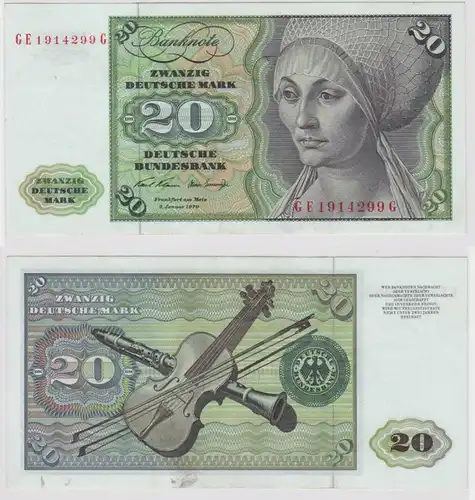 T142653 Banknote 20 DM Deutsche Mark Ro. 271b Schein 2.Jan. 1970 KN GE 1914299 G