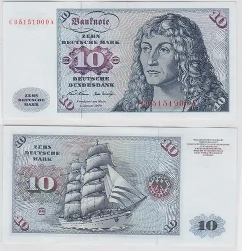 T142355 Banknote 10 DM Deutsche Mark Ro. 270a Schein 2.Jan. 1970 KN CD 5151900 A