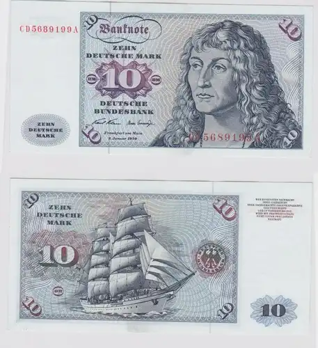 T142239 Banknote 10 DM Deutsche Mark Ro. 270a Schein 2.Jan. 1970 KN CD 5689199 A