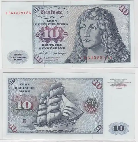 T142221 Banknote 10 DM Deutsche Mark Ro. 270a Schein 2.Jan. 1970 KN CB 6452915 S