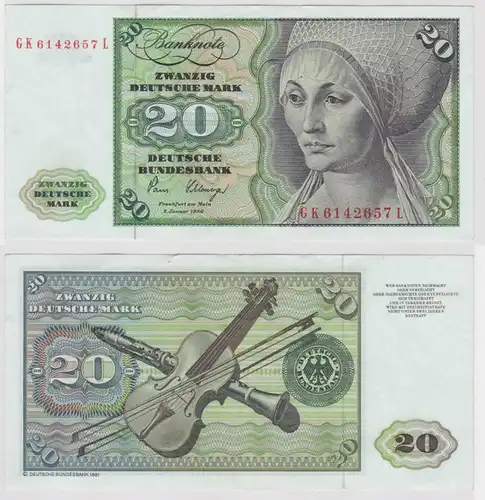 T142182 Banknote 20 DM Deutsche Mark Ro. 287a Schein 2.Jan. 1980 KN GK 6142657 L