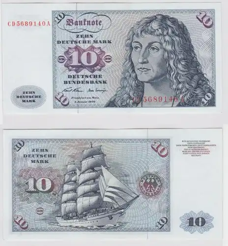 T141854 Banknote 10 DM Deutsche Mark Ro. 270a Schein 2.Jan. 1970 KN CD 5689140 A