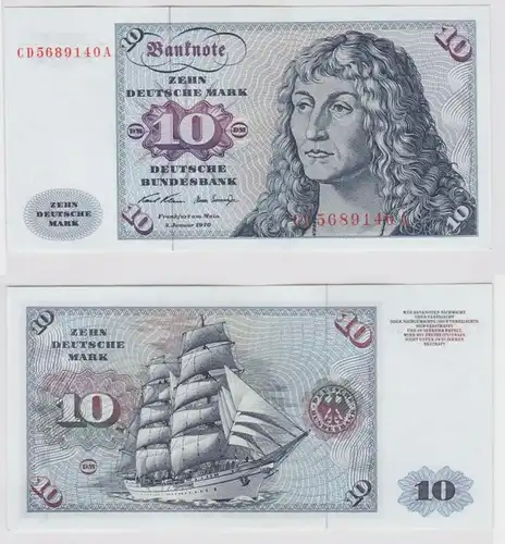 T141854 Banknote 10 DM Deutsche Mark Ro. 270a Schein 2.Jan. 1970 KN CD  A